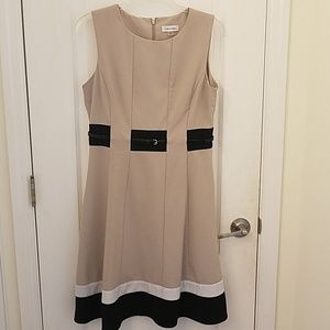 Calvin Klein Sleeveless Flowy Belted Dress
